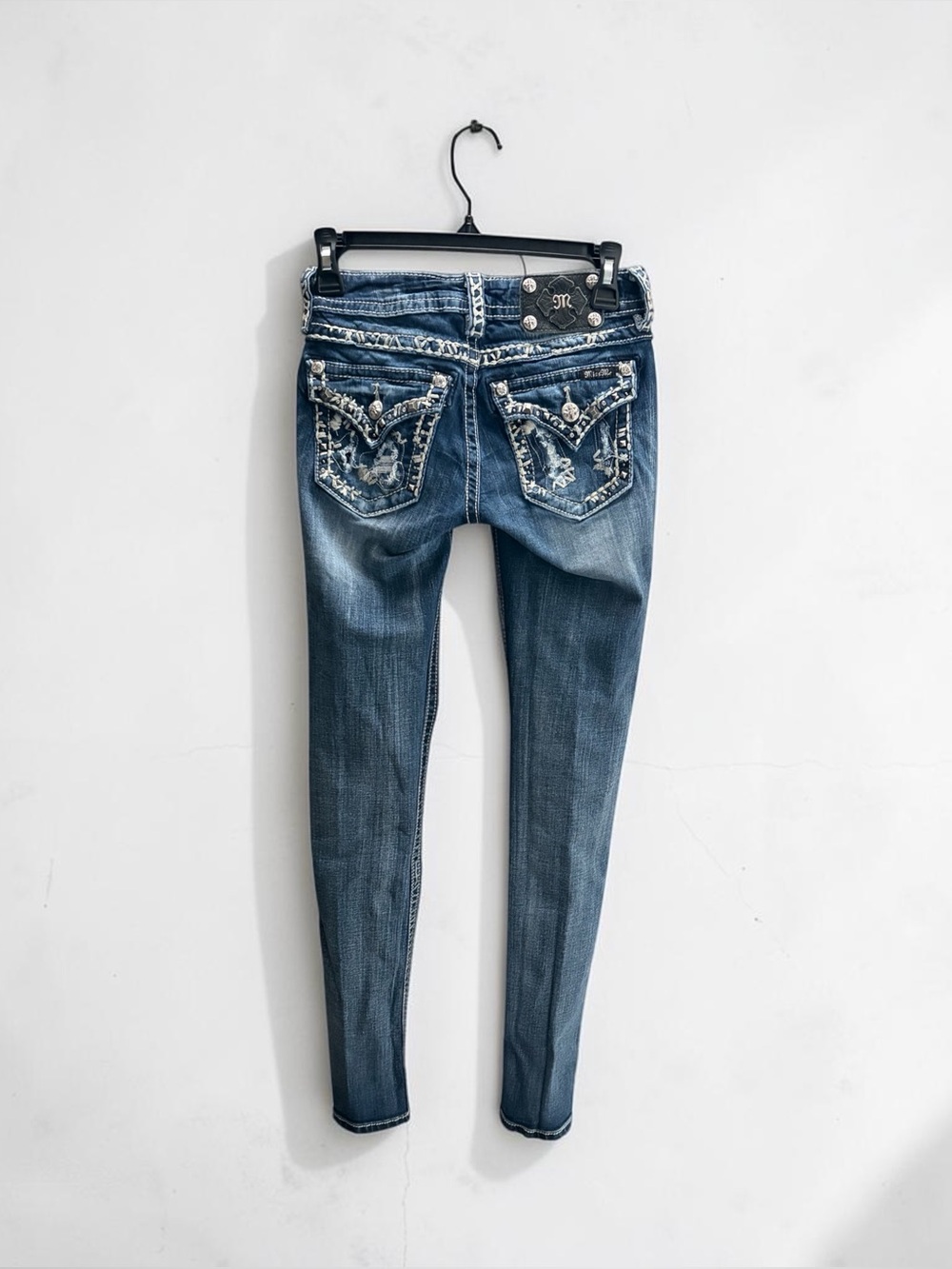 Miss Me Low Rise Skinny Jeans Rhinestones sz 25x32